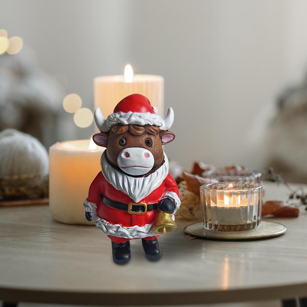 Highland Cow Figurine Christmas Highland Cow Figure Rustic Cute Ornament For Dorm Farmhouse Bathroom Classroom Kitchen Nursery