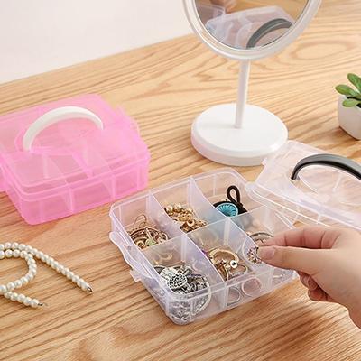 Caja de almacenamiento de joyería transparente, caja de acabado de gran capacidad, collar, anillo, pendientes, caja de almacenamiento, caja de adorno