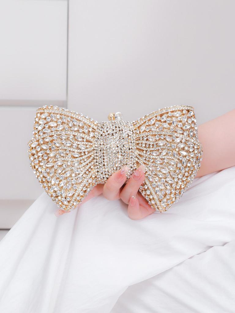 Luxury Rhinestone Bow Crystal Clutch Evening Bag
