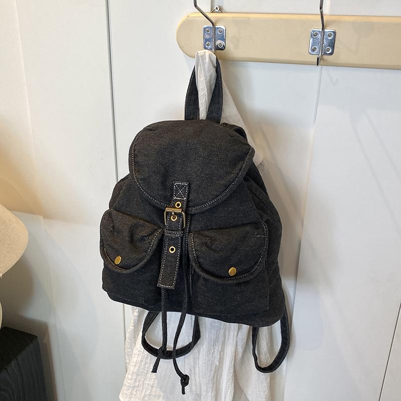 Premium and Niche Women's Cloth Backpack for Commuting, Large Capacity Soft Cloth Backpack, Retro Drawstring Travel Backpack