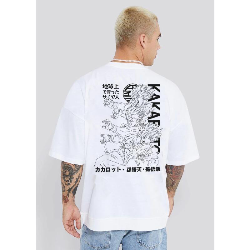

Dragon Ball T-Shirt Men Summer Kakarot Gohan Goten Family Line Art Graphic Short Sleeve Streetwear Loose Fit Anime Fan Top S разноцветный