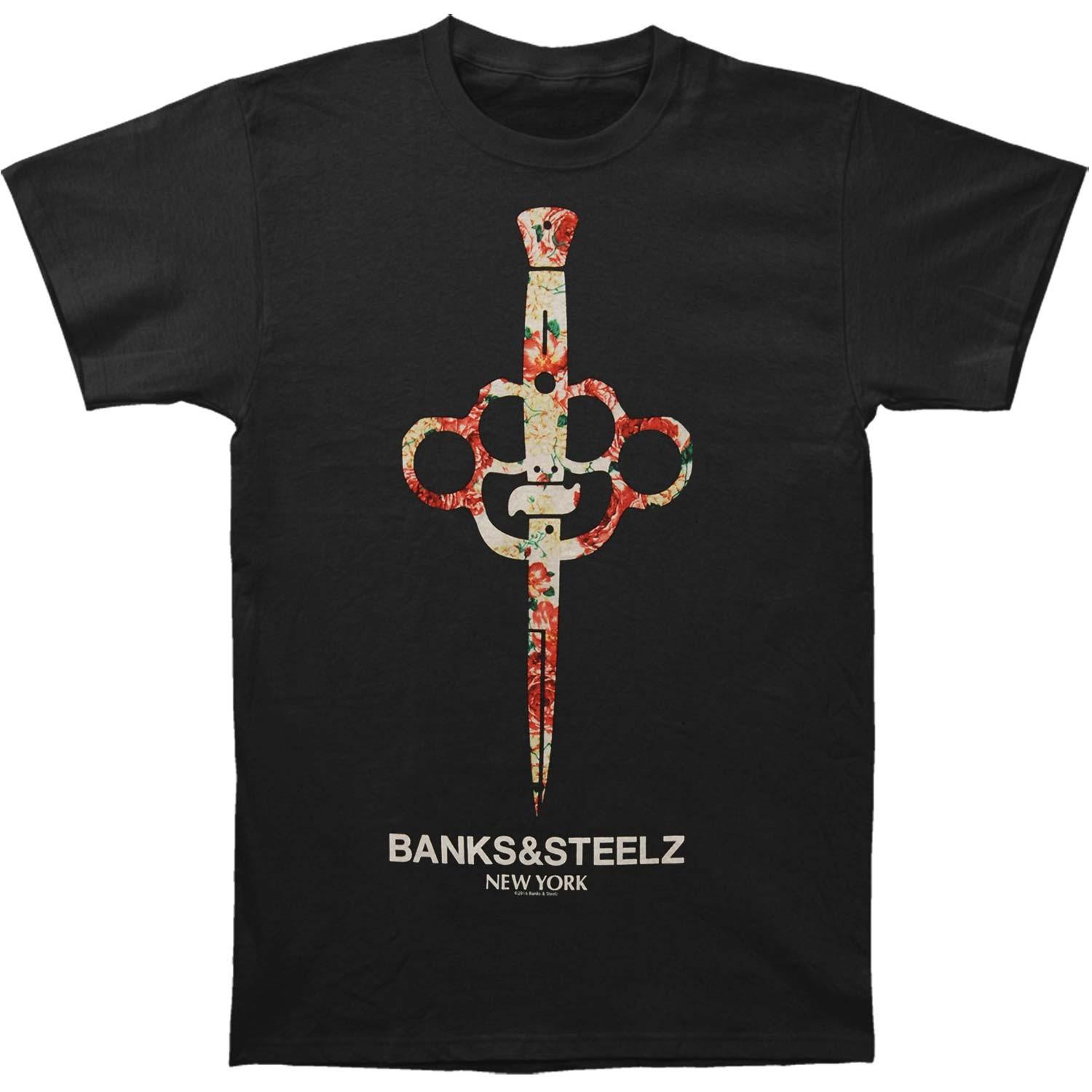 Men s Banks & Steelz Floral Dagger T-shirt Small Black S
