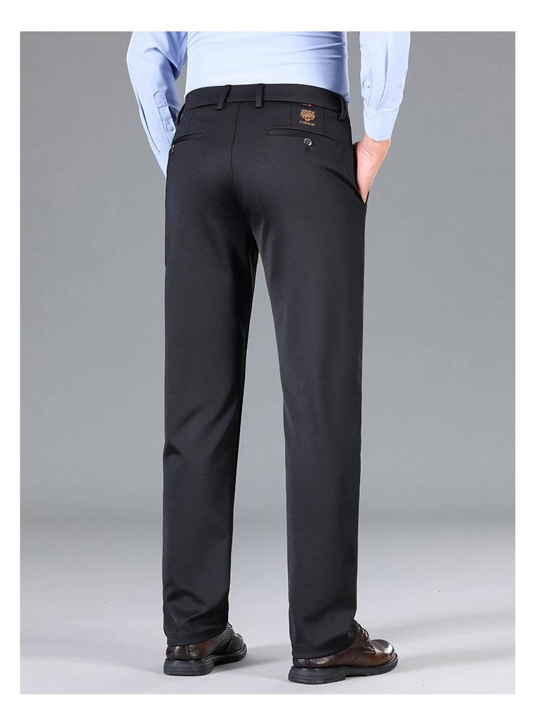 Men's Tiger Head Embroidery Autumn Straight-Leg Stretch Pants - Wrinkle-Resistant Casual Trousers