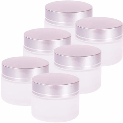 

dilib Cream Container, 20g, Frosted Glass, Light-Blocking, Aromatherapy Hand Cream Bottle (White, Set of 6)