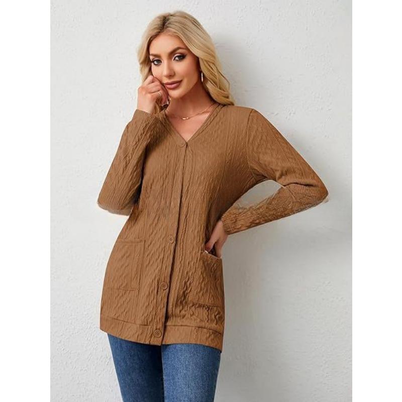YYFS Women's Fashion Casual Fall Winter Solid Color Print Long Sleeve Sweaters