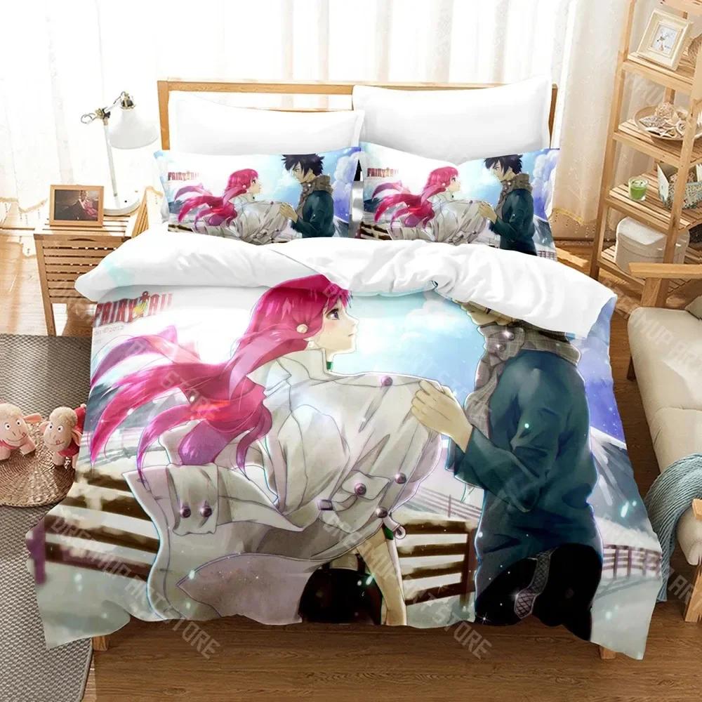 3D Print Fairy Tail Anime Bedding Set Boys Girls Twin Queen Size Duvet Cover Pillowcase Bed Kids Adult Home Textile
