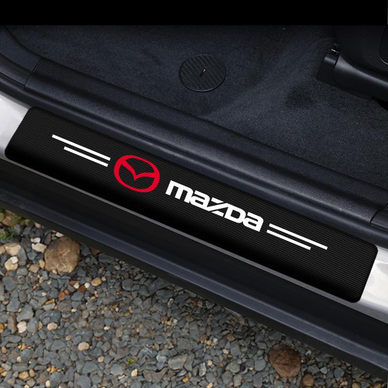 4Pcs Carbon Fiber Car Door Sill Protection 3D Sticker Car Accessories For Mazda 6 3 CX5 5 2 323 CX7 Demio Atenza Axela MX30 CX30 CX3 CX9 RX8 RX7