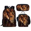 Luxe Nouveauté Particulier Cool Cheval Husky Tigre Impression 3D 3pcs/Ensemble élève Sacs d'école Ordinateur portable Sac à dos de jour Sac à dos Sac à lunch Trousse