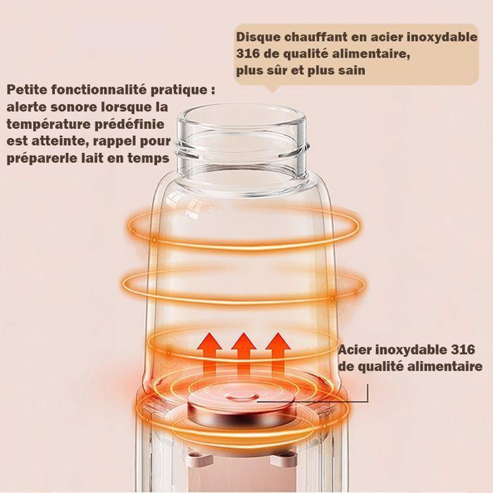 Chauffe Biberon Nomade Portable,Pièce verre amovible,Coque alimentaire,Protection surchauffe,Réservoir acier 316