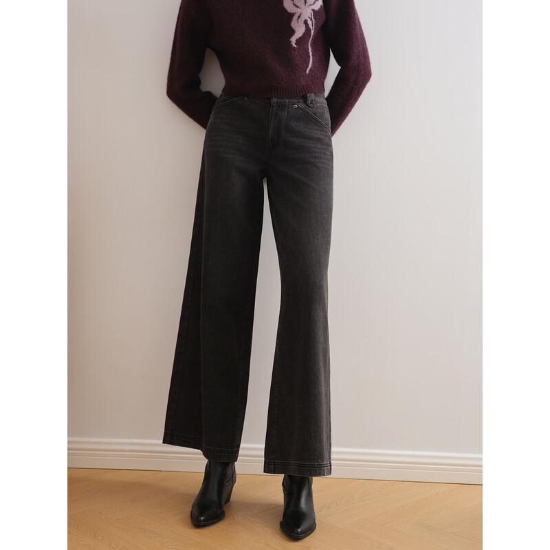 ELLE Women's High-Waist Wide-Leg Jeans