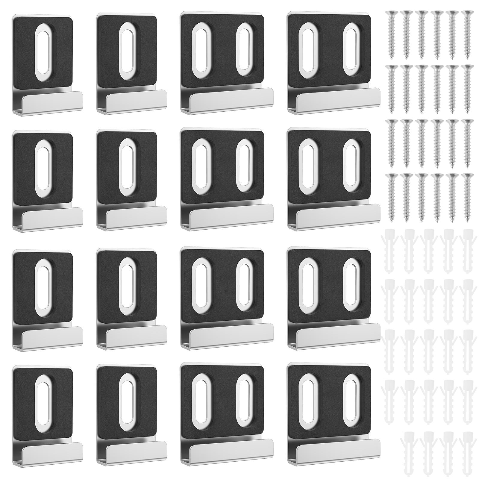 

16Pcs Mirror Clip bathroom Glass Mirror Bracket Hooks Hanger Billboard Display Board Picture Holder Stainless Steel Fixing Hooks