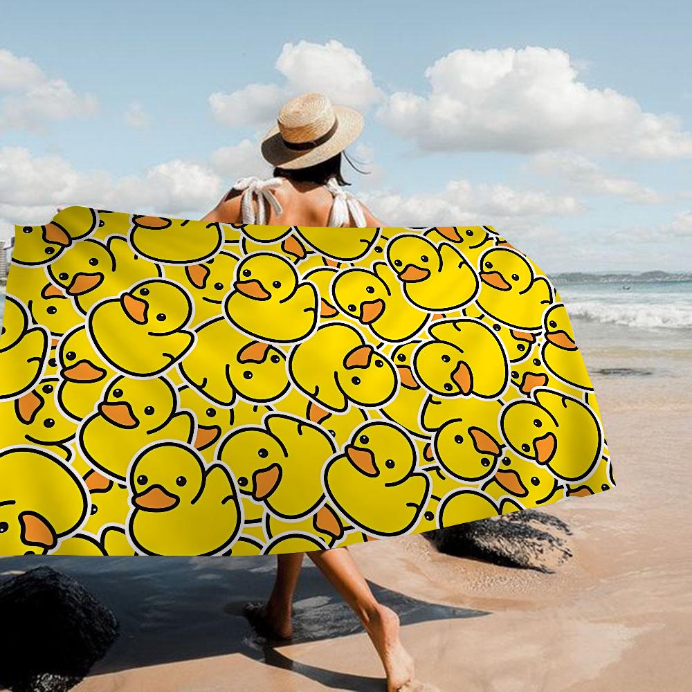 Gele Klassieke Rubberen Eend Cartoon Strandlaken Schattig Kawaii Kamerdecoratie Bad Meisjes Kinderen Handdoeken Voor Badkamer Douche
