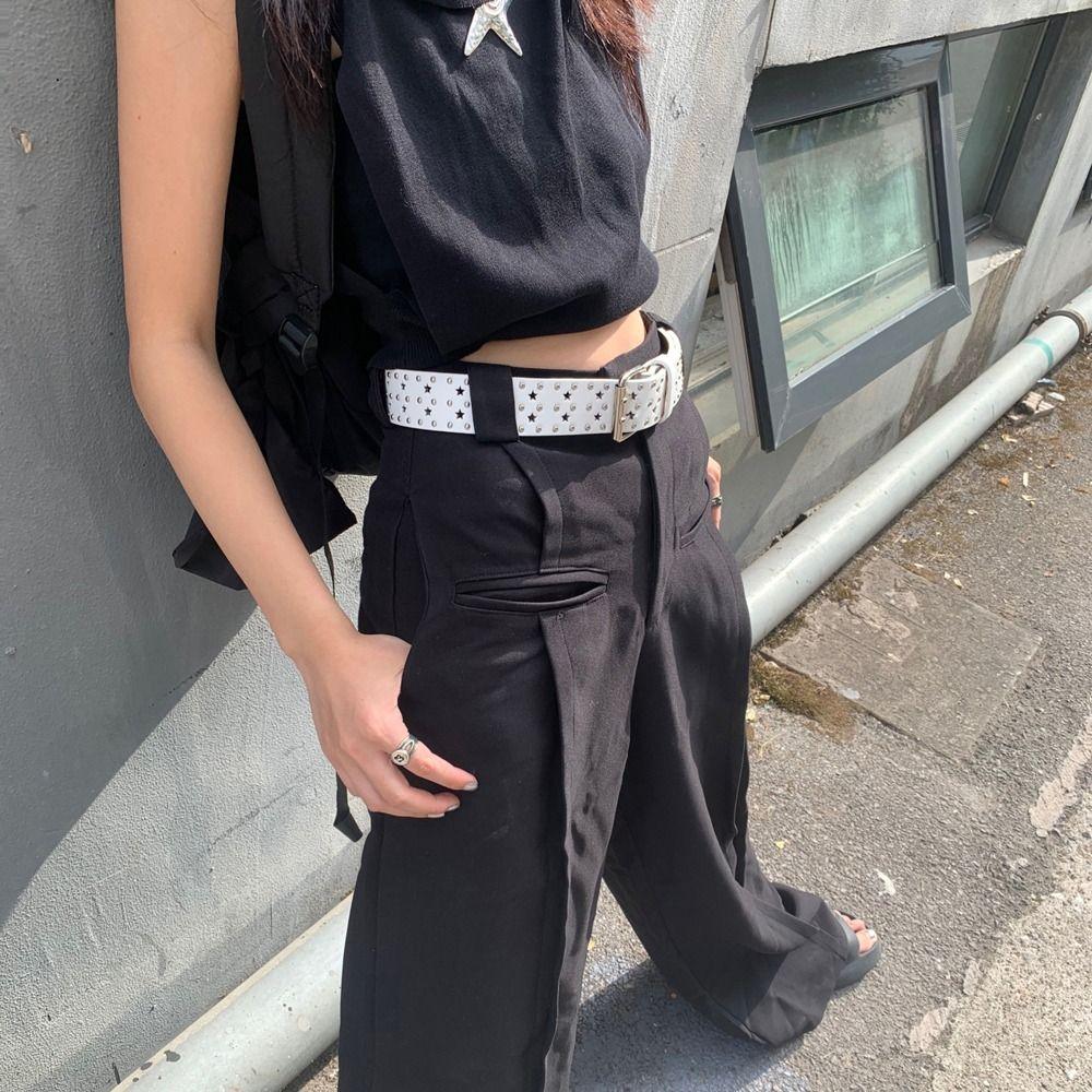 Hole Double Grommet Hole Rivet Y2K Style Belts Men Waist Belts Women Waist Belts Korean Waistbands