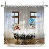 Funny Cute Cartoon Bathing Cat Dog Shower Curtains Bathroom Bathtub Decoration Waterproof Bath Curtain Home Decor With Hooks