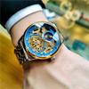 Royal Gold Skeleton Automatic Watch for Men Luxury Tourbillon Mechanical Watches Stainless Steel Strap Luminous Clock