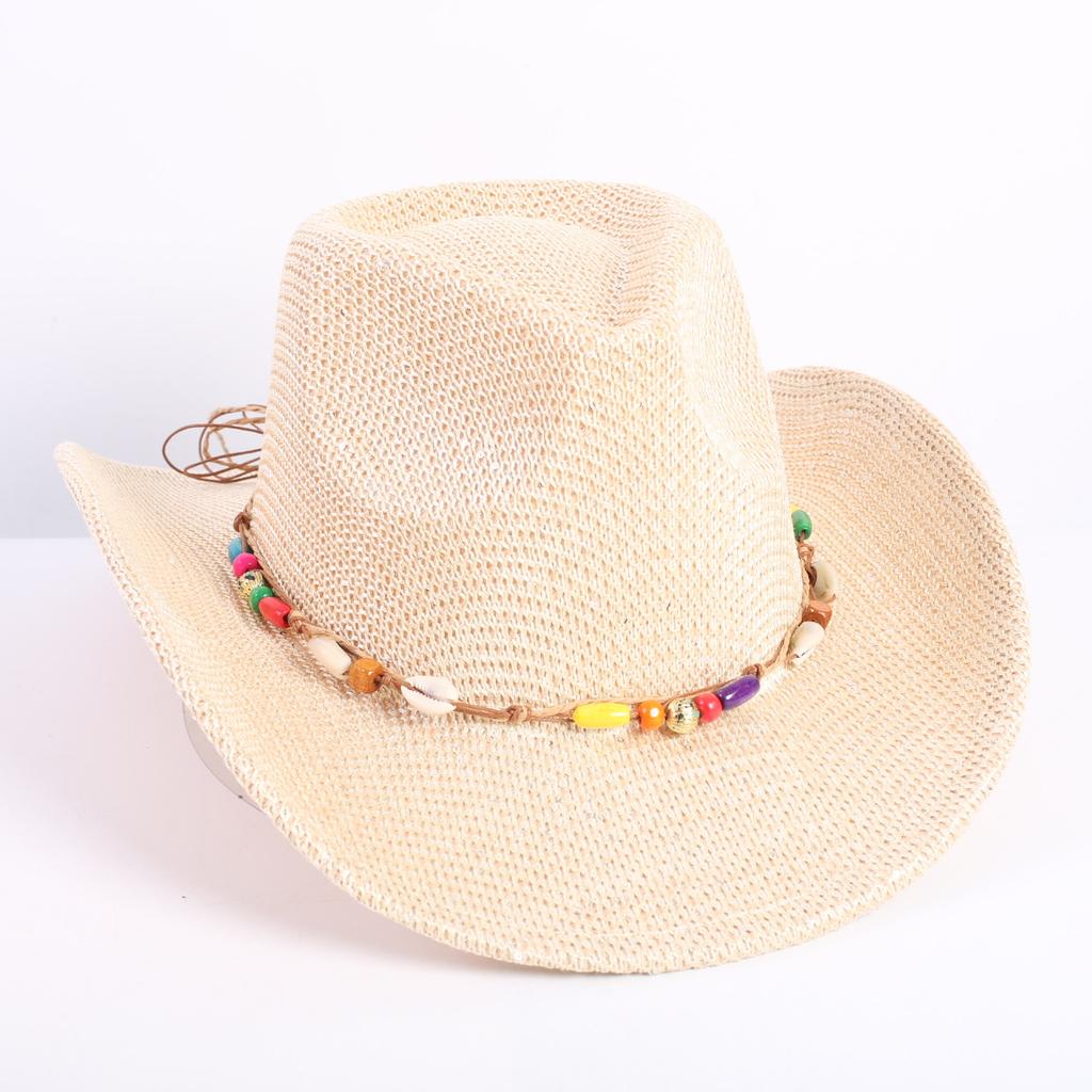 Popular European and American Classic Western Denim Straw Hat, Men's and Women's Fashion Outdoor Sunscreen Sequined Straw Hat