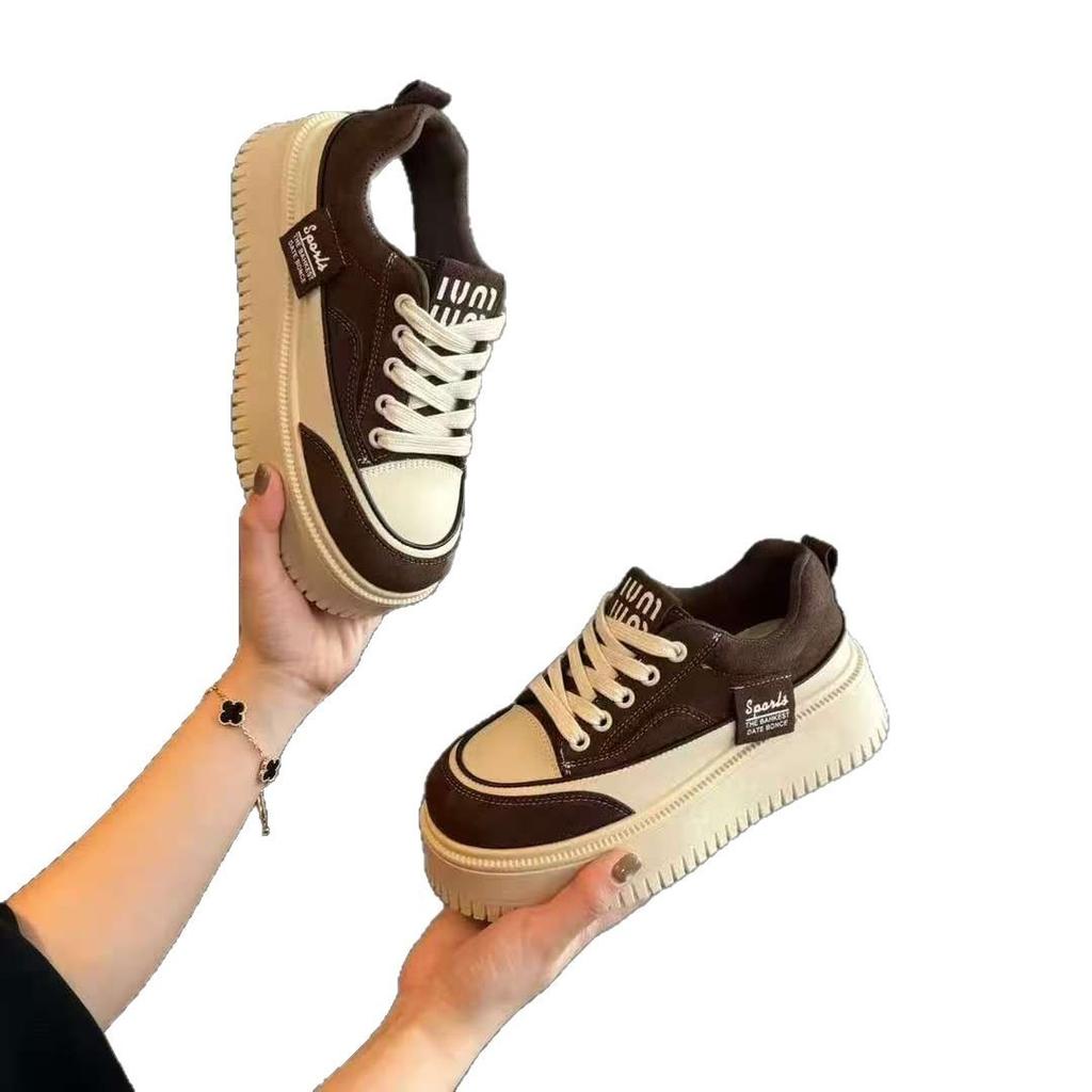Women's Spring New Thick Baseplate Shoes Women's Shoes Versatile and High Student Sports and Leisure Shoes Women