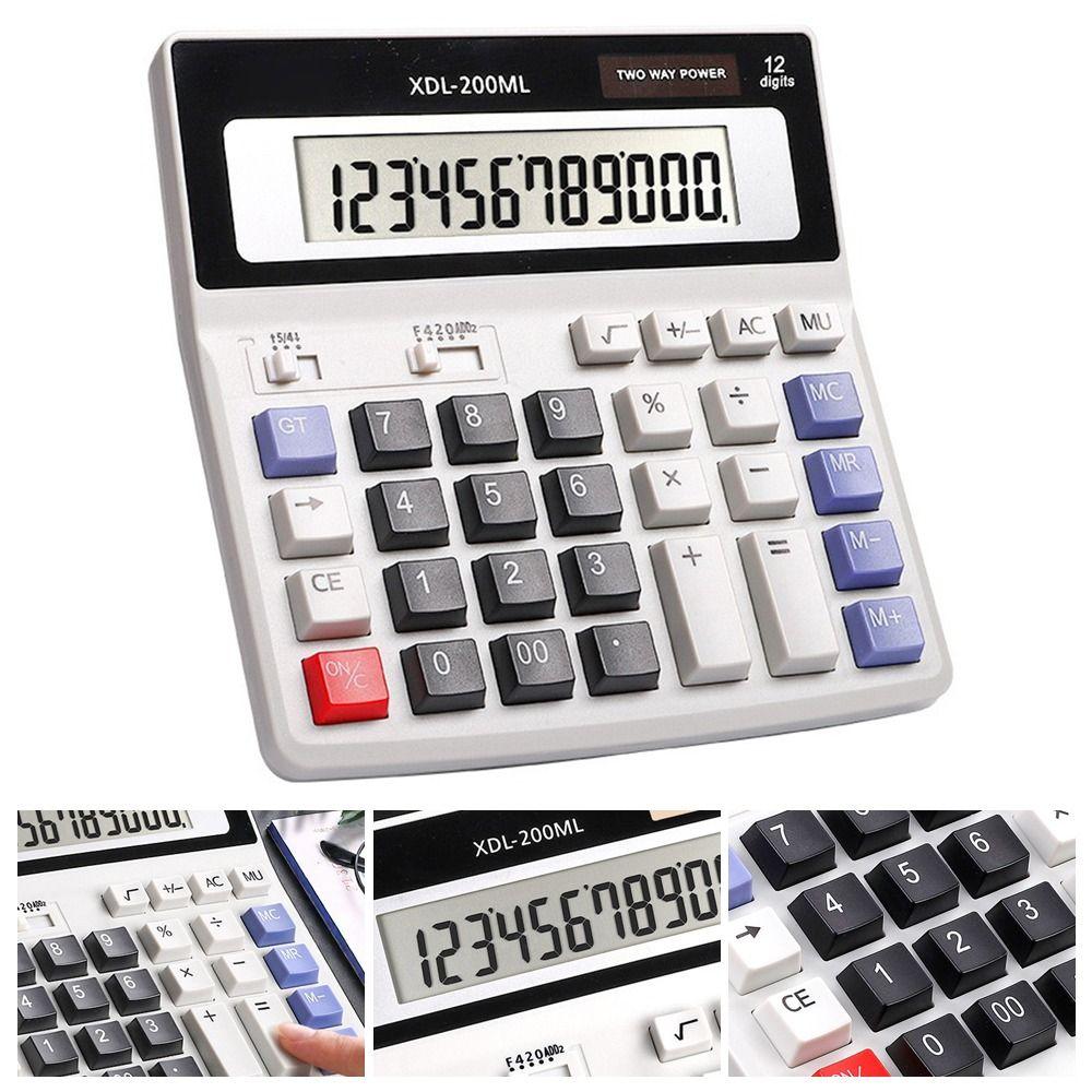 12 Digits Calculator Dual Power High Sensitivity Button Electronic Calculator LCD Display Financial Accounting Calculator