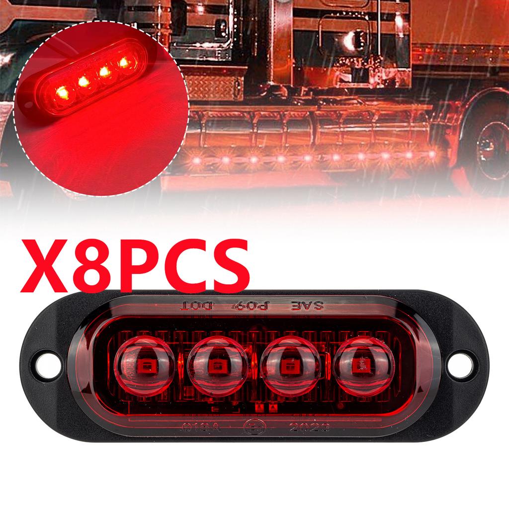 8PCS LED Side Marker Lights Trailer Lighting Lamp 12-24V 4LED Caravan Clearance Indicator Side Lights Beacon Lamp for Car Truck
