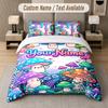 Mushroom Forest Theme Custom Text Or Name 3Pcs Bedding Set 1 Flat Sheet & 2 Pillowcases Personalized Home Bedding