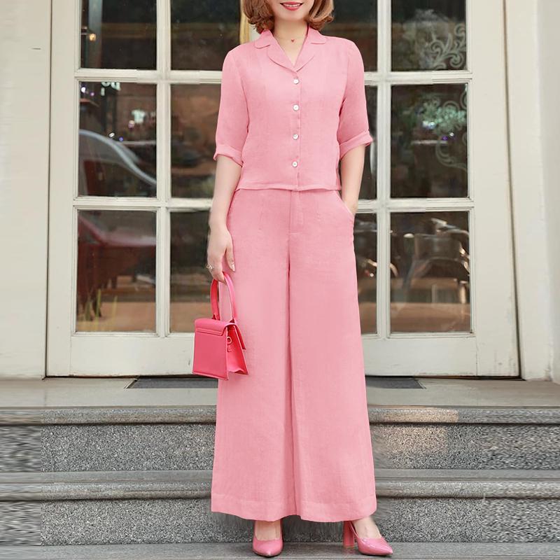 

Жіноча блузка з рукавом 3/4 і штани ZANZEA повсякденний костюм-двійка S