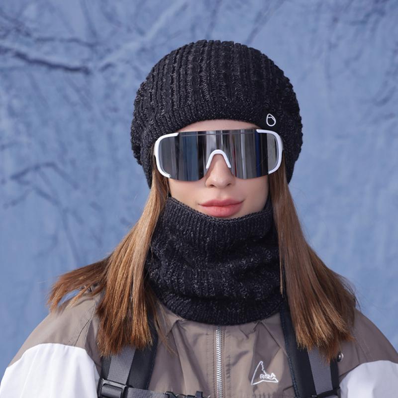 Winter Outdoor Warme Mütze Schal Zweiteiliges Set Samt Ohrenschutzmütze Damen Kältefest Gestrickte Wollmütze