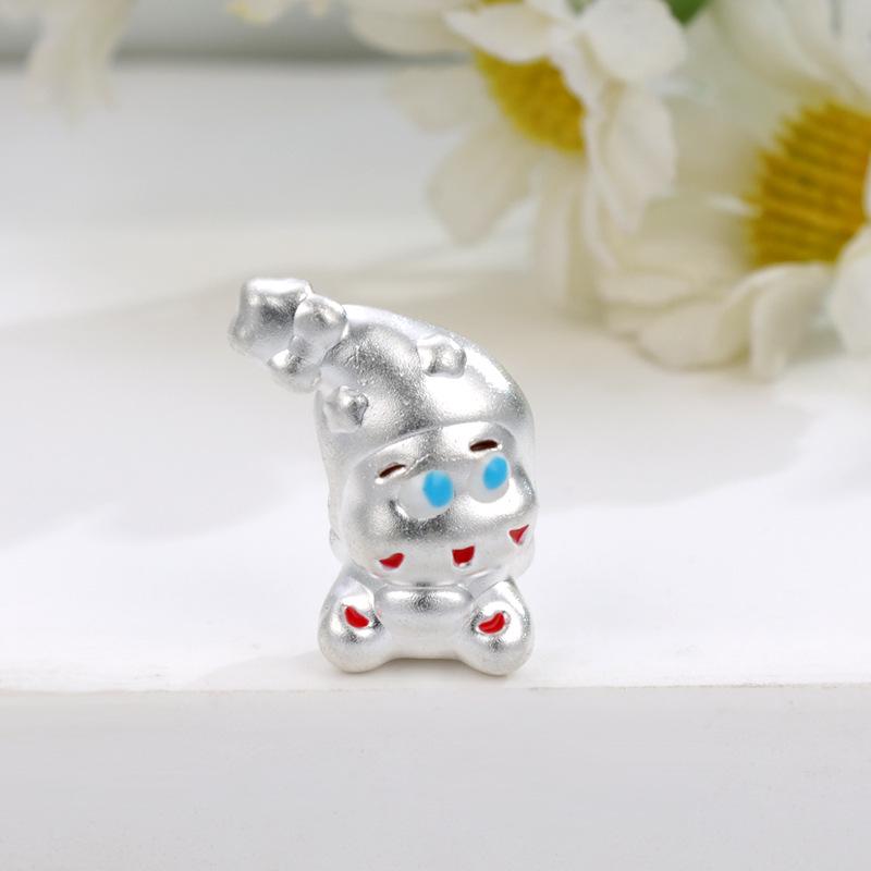 Sterling Silver 999 Star Cartoon Christmas Twinkle Loose Beads for DIY Weaving and Accessories