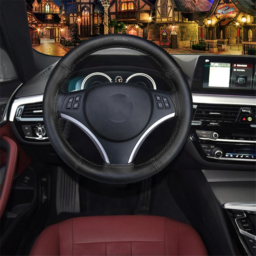 DIY Steering Wheel Covers/ Soft Real Leather Braid On the Steering-wheel of Car
