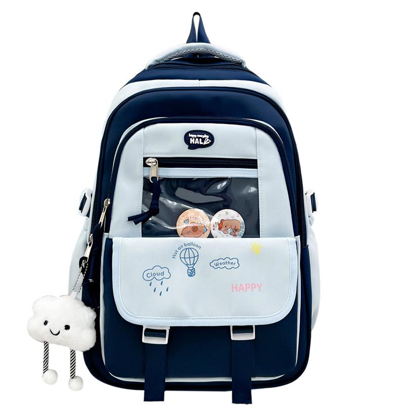 Schoolbag High Value Cute Small Fresh Contrasting Color Schoolbag Female Junior High School Girl High School Student Backpack Travel Lightweight