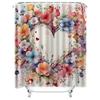 Romantic Floral Heart Shower Curtain - Vibrant Watercolor Flowers and Hearts for a Charming and Stylish Bathroom Décor