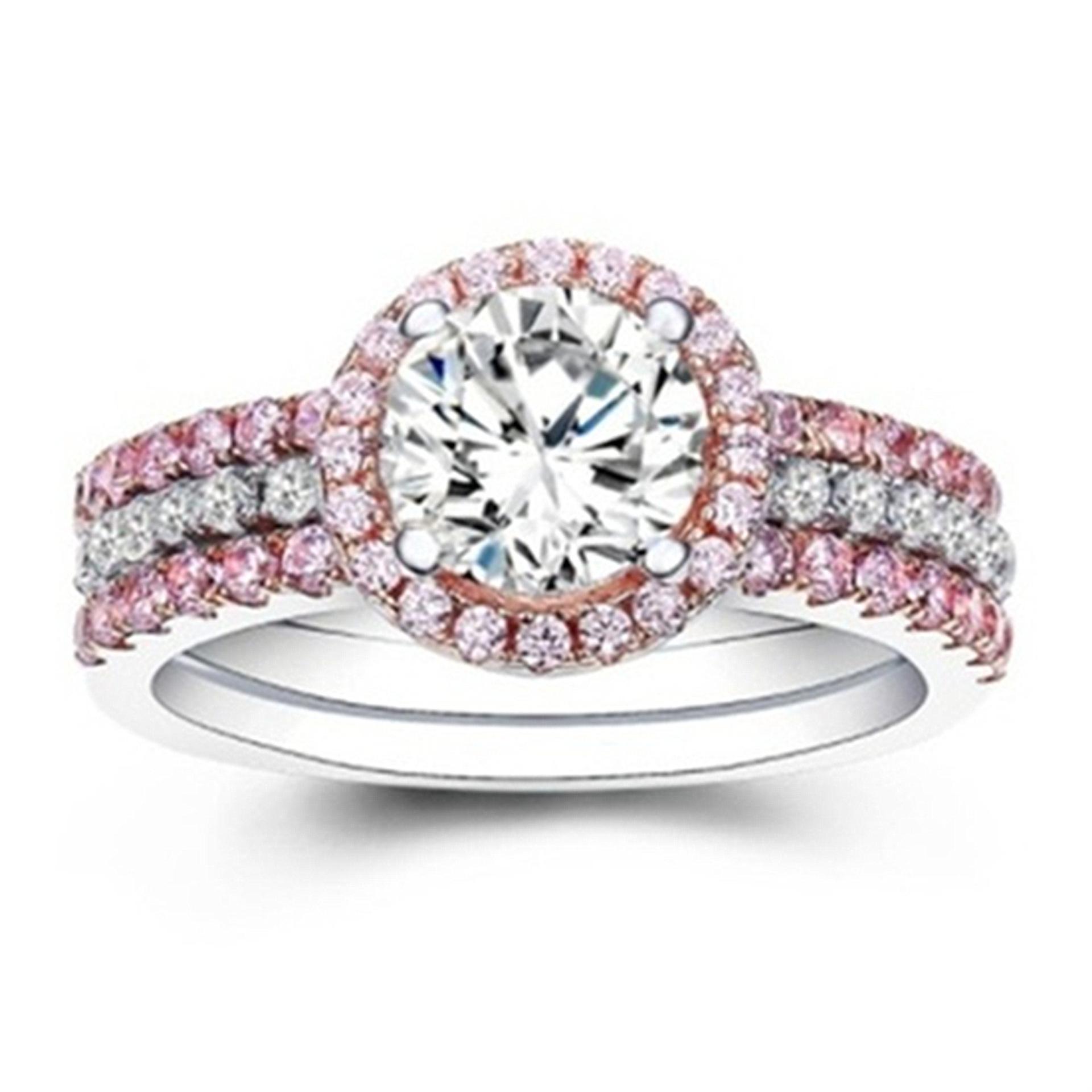 

Европейская и американская тенденция, трехсекционное порошковое кольцо с бриллиантом, женский кристалл, вермикулит, украшения для рук 6