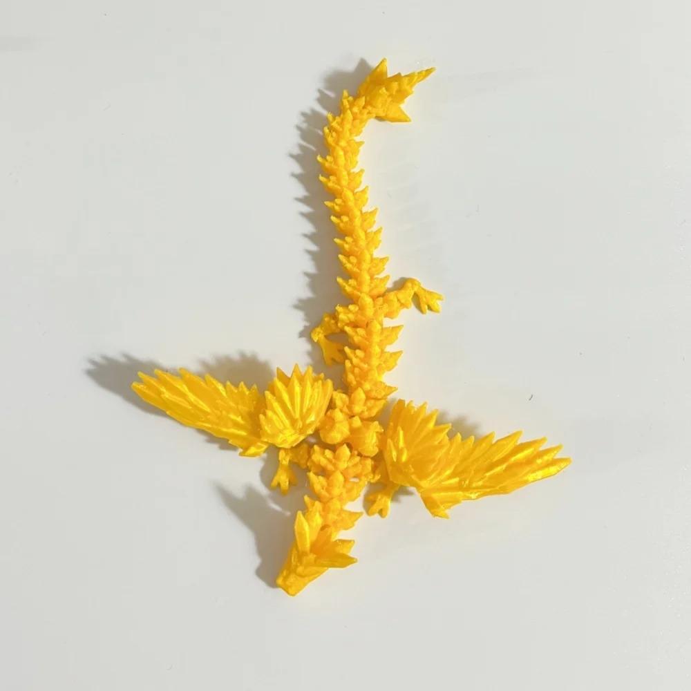Dragon Magic cu Aripi Imprimat 3D 14cm Articulații Mobile Jucărie Fidget Ornament Rotativ Articulat pentru Birou Jucării Artizanale Cadou