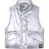 Sports Culture Series Solid Color Stand Collar Loose Warm Vest Women Vest Metallic-Silver 162248920-1