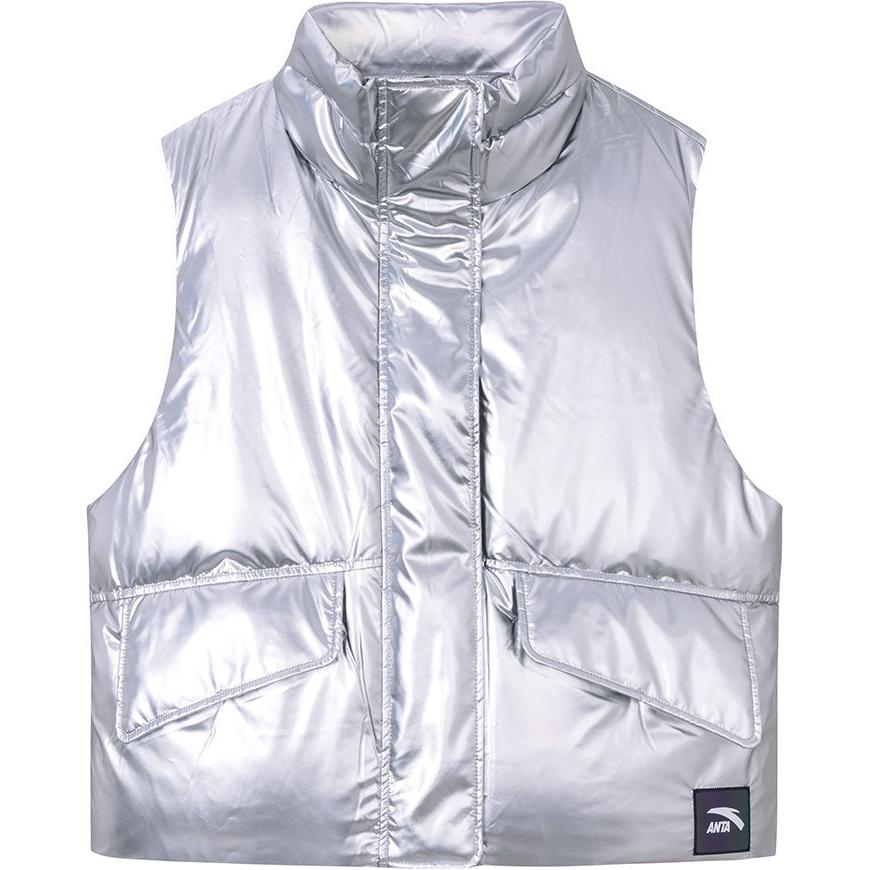 

Anta Sports Culture Series Solid Color Stand Collar Loose Warm Vest Women vest Metallic-Silver 162248920-1 2XL