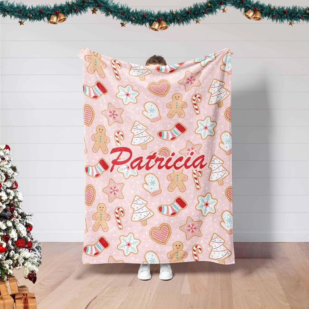 Candy Cane Poinsettia Christmas Blanket Red Floral Holiday Throw Blanket Cozy Xmas Blanket Gift for Mom Candy Blanket For Kids