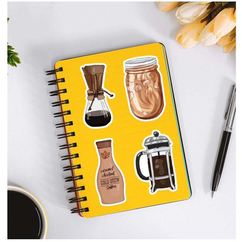 10/25/50 szt. Naklejki z graffiti z motywem napojów kawowych do scrapbookingu DIY, walizki, butelki na wodę, telefonu, laptopa, gitary, samochodu, deskorolki