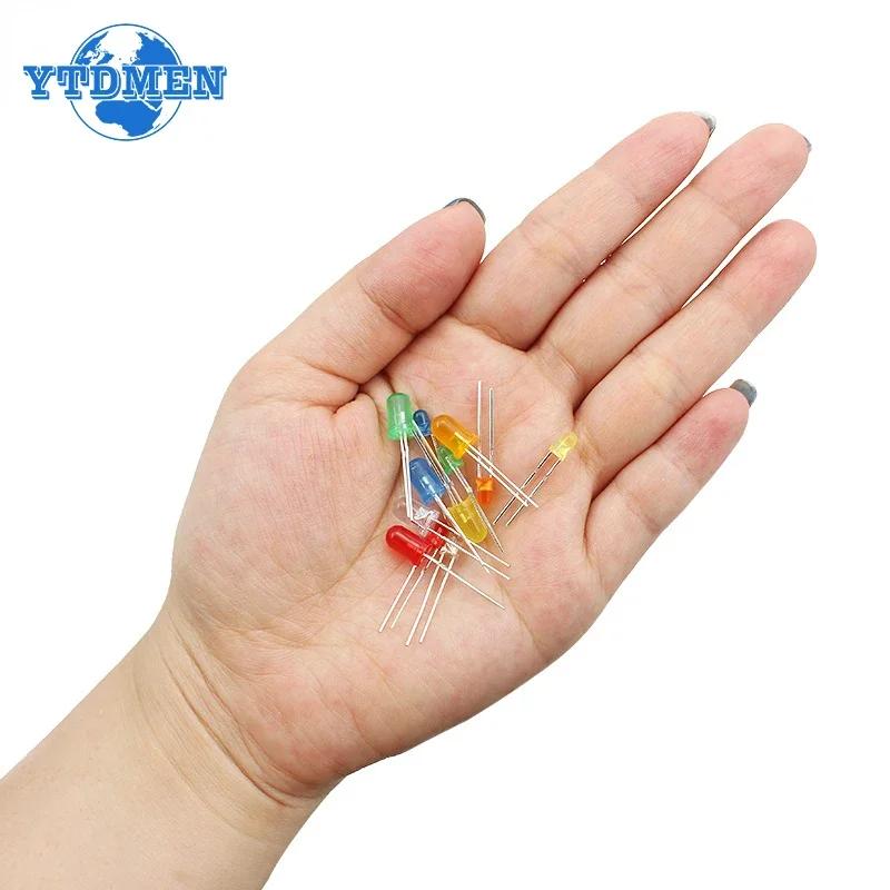 60PCS LED Diodes 5mm 3mm F3 F5 LED Light Emitting Diode Kit Red Orange Yellow Green Blue White 6 Colors