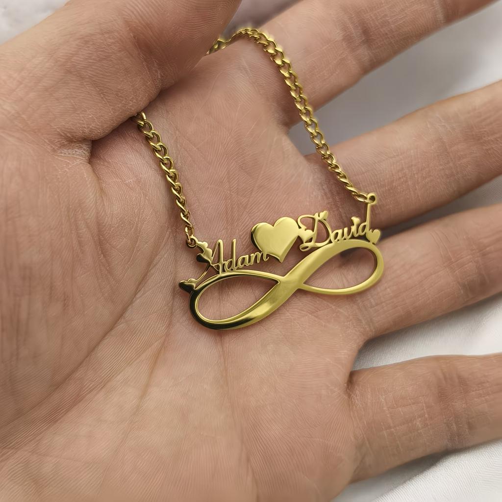 Custom Name Infinity Necklaces Women Family Mather Personalized Stainless Steel Two Name Birth Date Necklace Jewelry Best Gift