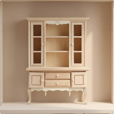 1:12 Scale Cabinet DIY Unfinished Miniature Sideboard Mini Size Dollhouse Display for