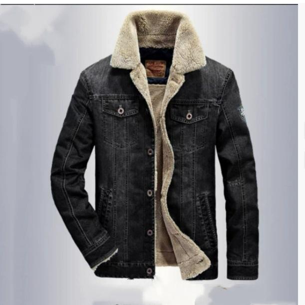 Young Men's Autumn and Winter Plus Velvet Denim Jacket Casual Denim Jacket Loose Large Size Thick Multi-bag Cotton Coat