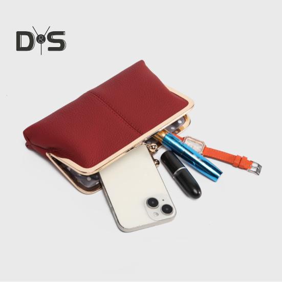 Portofel Plic pentru Dame Vintage cu Închidere Tip Sărutare, Plic din Piele Naturală, Portofel de Călătorie cu Sloturi Multiple pentru Carduri, Suport pentru Carduri pentru Întâlnire, Petrecere, Cumpărături