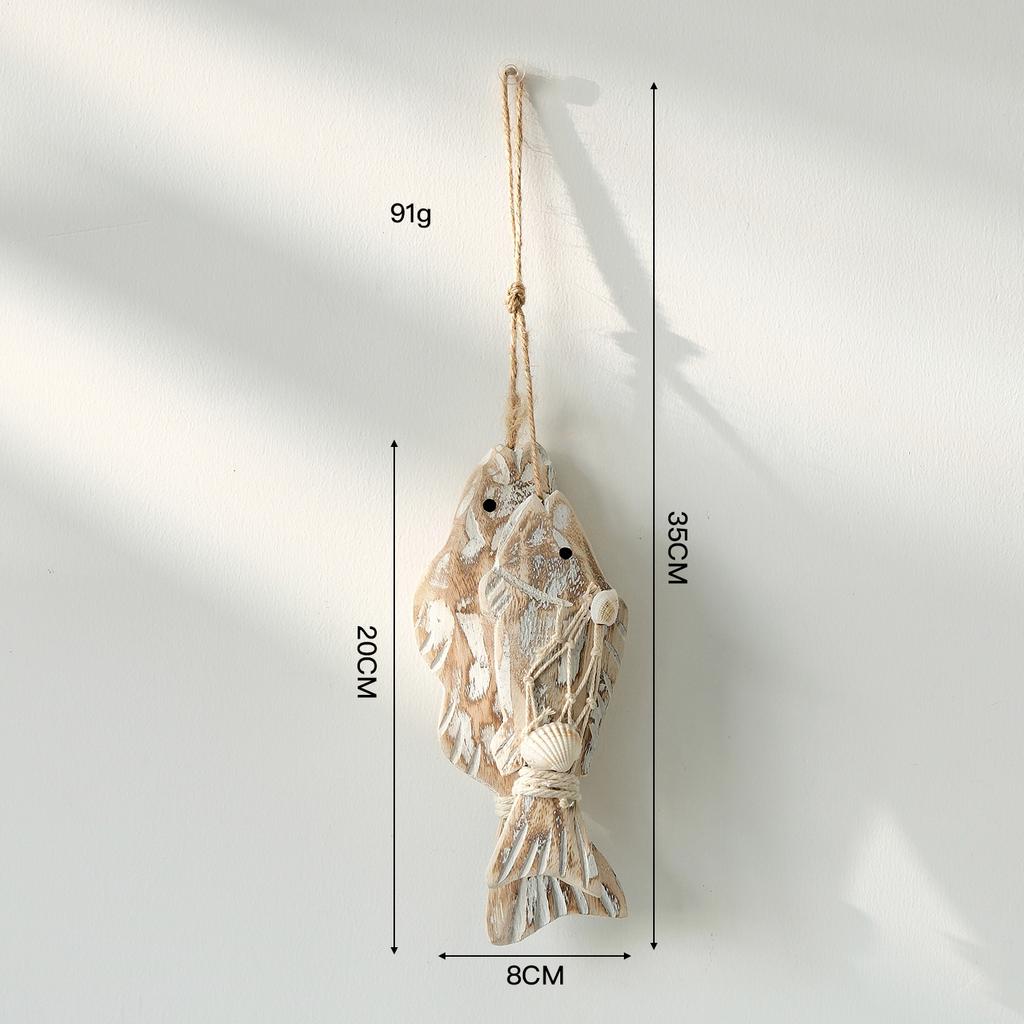 Mediterranean Retro Wooden Fish Skewers Hanging in The Ocean Fengxiang Villagers' Tavern Restaurant Wall Art Decorations