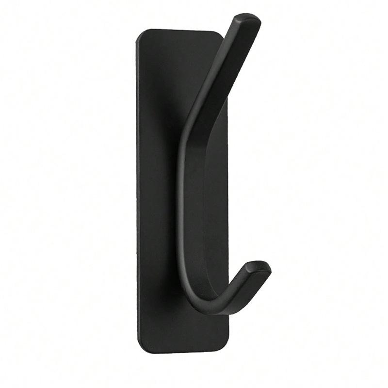 Stainless Steel No-Drill Adhesive Hook for Bathroom/Kitchen – Black