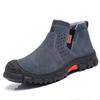 large size men's casual steel toe caps work boots cow suede leather safety shoes security chelsea boot safe ankle botas protect