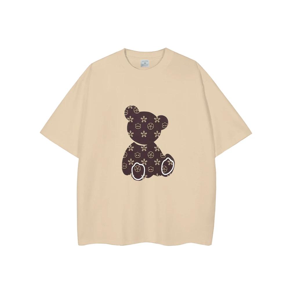 Schattig Cartoon Beer Bedrukt T-shirt voor Mannen Merk Luxe Ronde Hals Korte Mouw Tops T-shirt Casual Mannen T-shirts Oversized Kleding