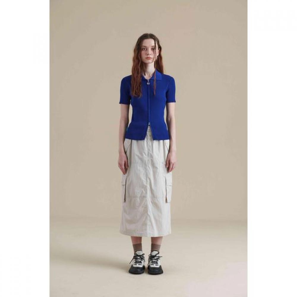 Women Two Way Knit Zip Up Blue 090