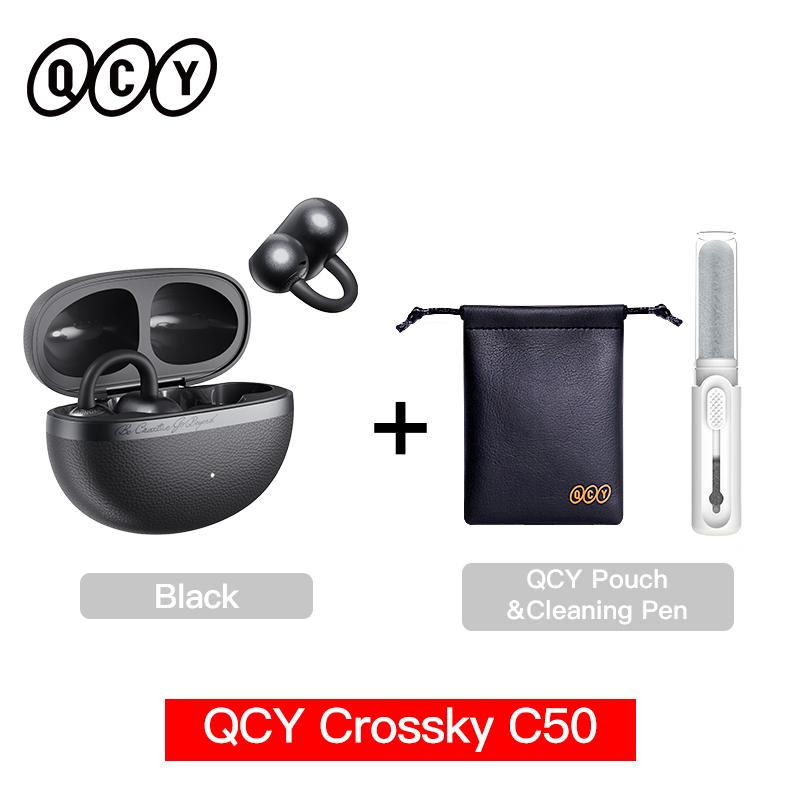 QCY Crossky C50 Open Ear Wireless Earbuds Bluetooth 6.0 Comfort Clip On Sports Earphone 4 Mic AI Clear Call Bass Boost Headphone 4