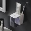 Simple Magnetic Mouthwash Cup Set for Home Wall-mounted Toothbrushing Cup Stand for Three-person Family Dental Cylinder