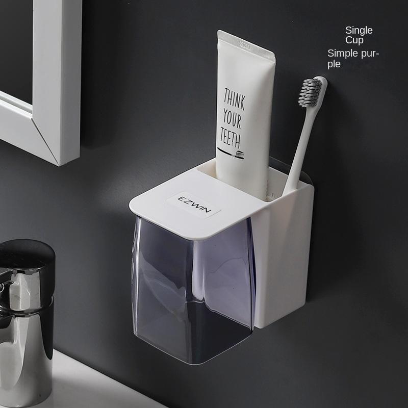 Simple Magnetic Mouthwash Cup Set for Home Wall-mounted Toothbrushing Cup Stand for Three-person Family Dental Cylinder