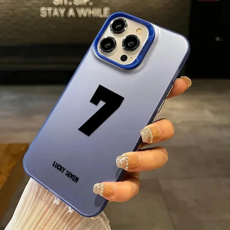 7 Basketball Jersey Number Pattern Phone Case For iPhone 15 14 13 12 11 Pro Max XS X XR 7 8 Plus Colored Silver Plated Cover